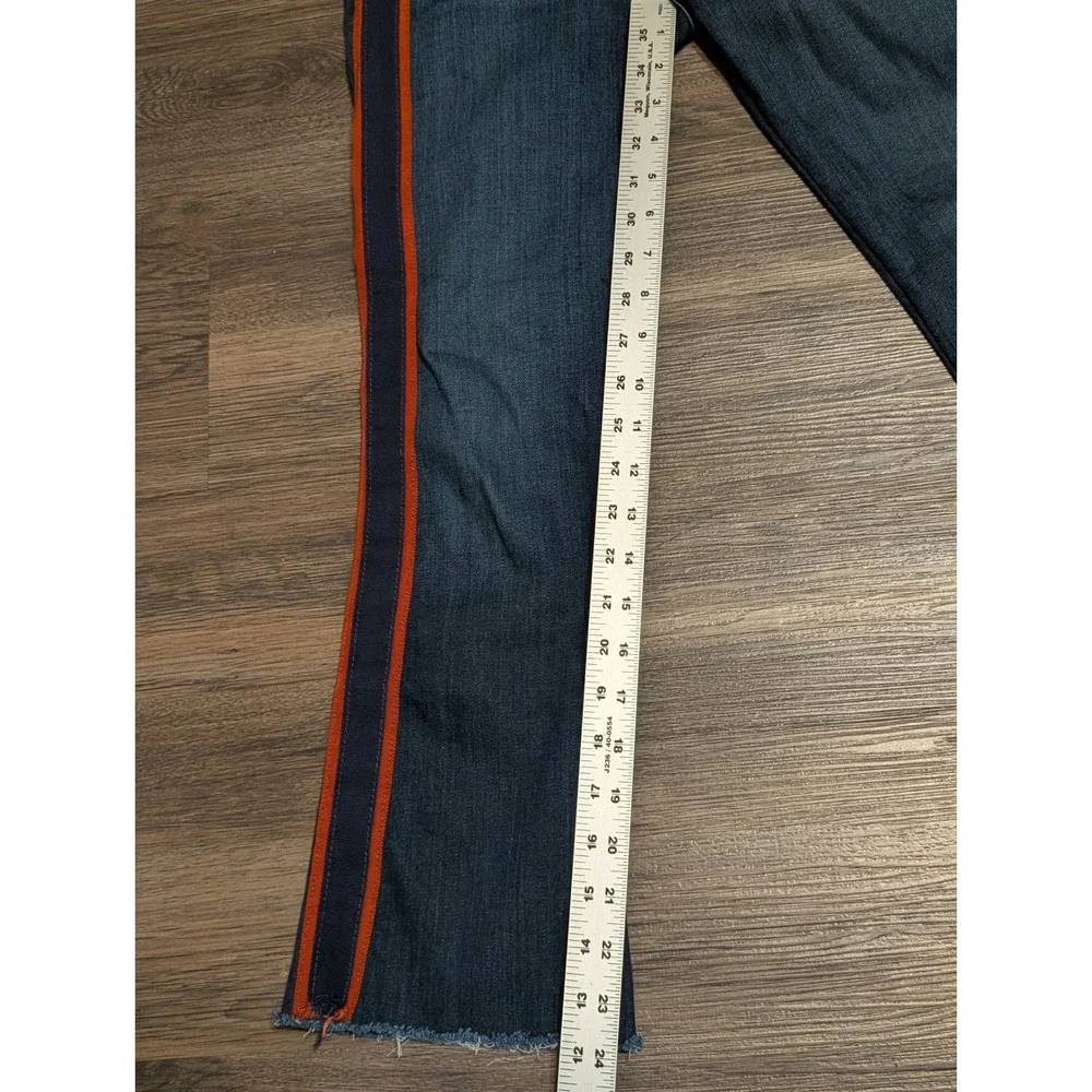 Veronica Beard Jeans‎ Midnight Side Stripe Flare Raw Hem Denim Size 24/00